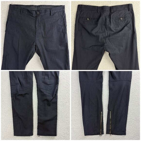 Lanvin Pants Mens Euro 46 Small S Navy Blue Ankle Zip Skinny Fit Biker Moto 1 - Picture 8 of 10